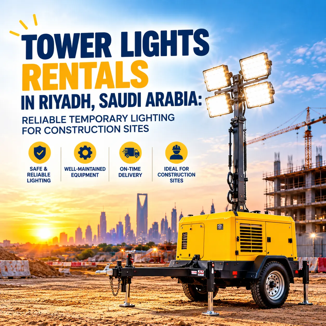 Tower Lights Rentals in Riyadh, Saudi Arabia: Reliable 
Temporary Lighting for Construction Sites